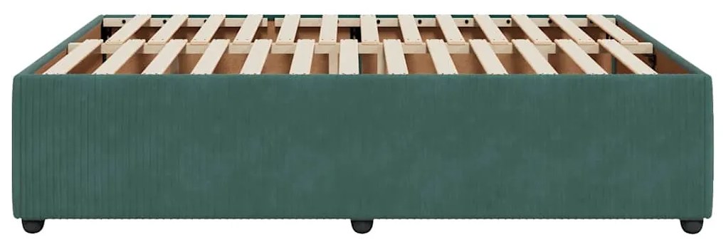Estrutura de cama sem colchão 140x190 cm veludo verde-escuro