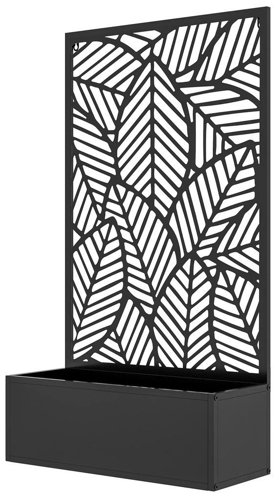 Treliça Exterior com Floreira de Metal Floreira de Parede ou Independente para Cultivos 61x23x113 cm Preto