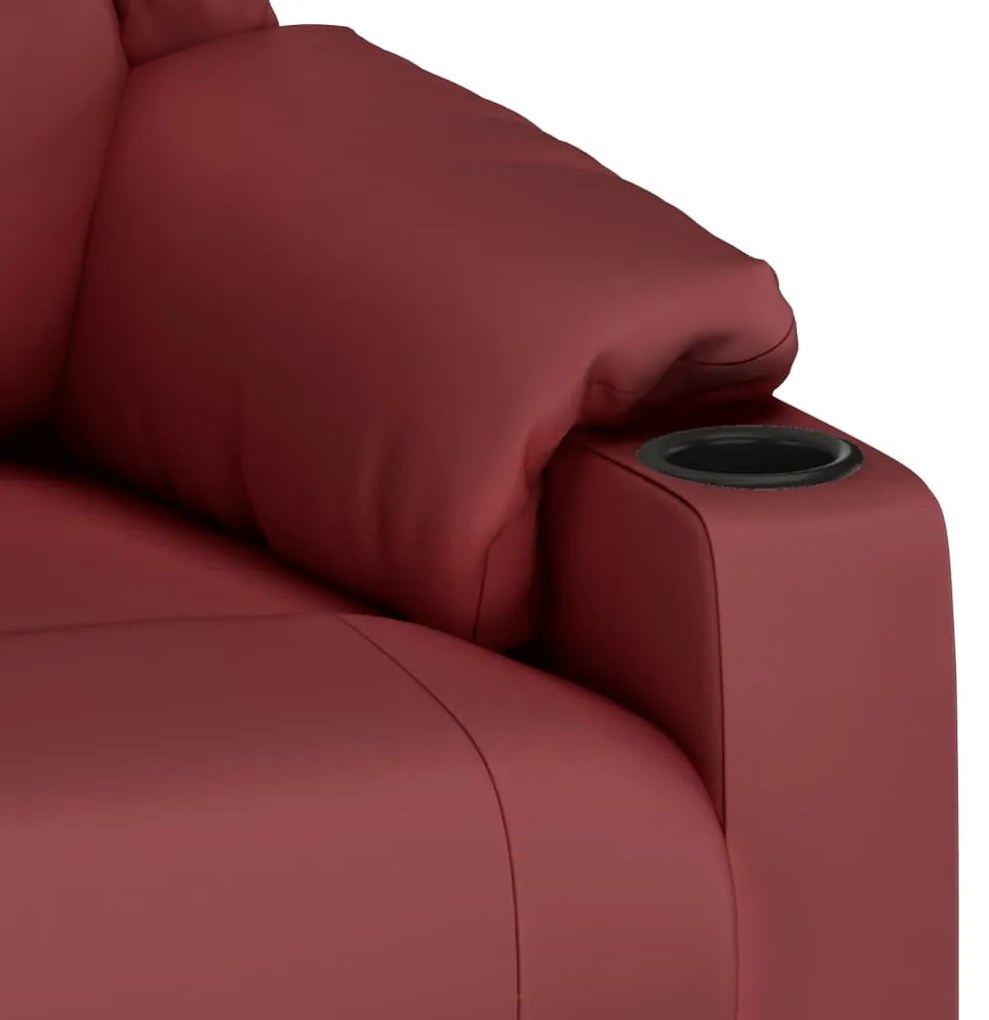 Poltrona reclinável elétrica couro artificial vermelho tinto