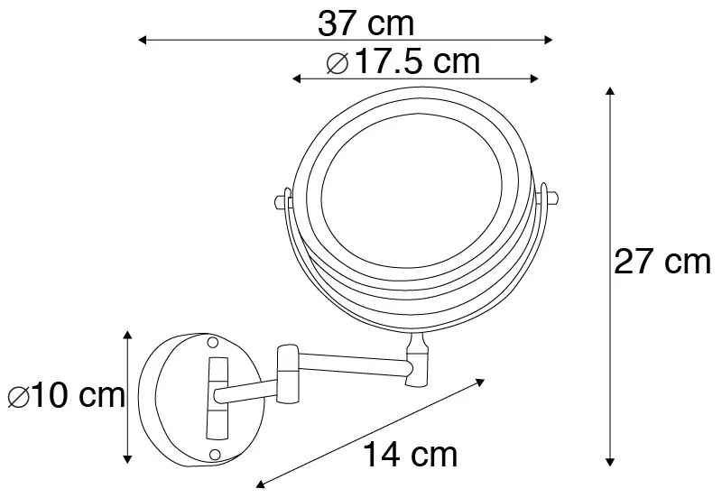 Espelho de parede design cromado com LED regulável dim to warm ajustável IP44 - Vicino Moderno