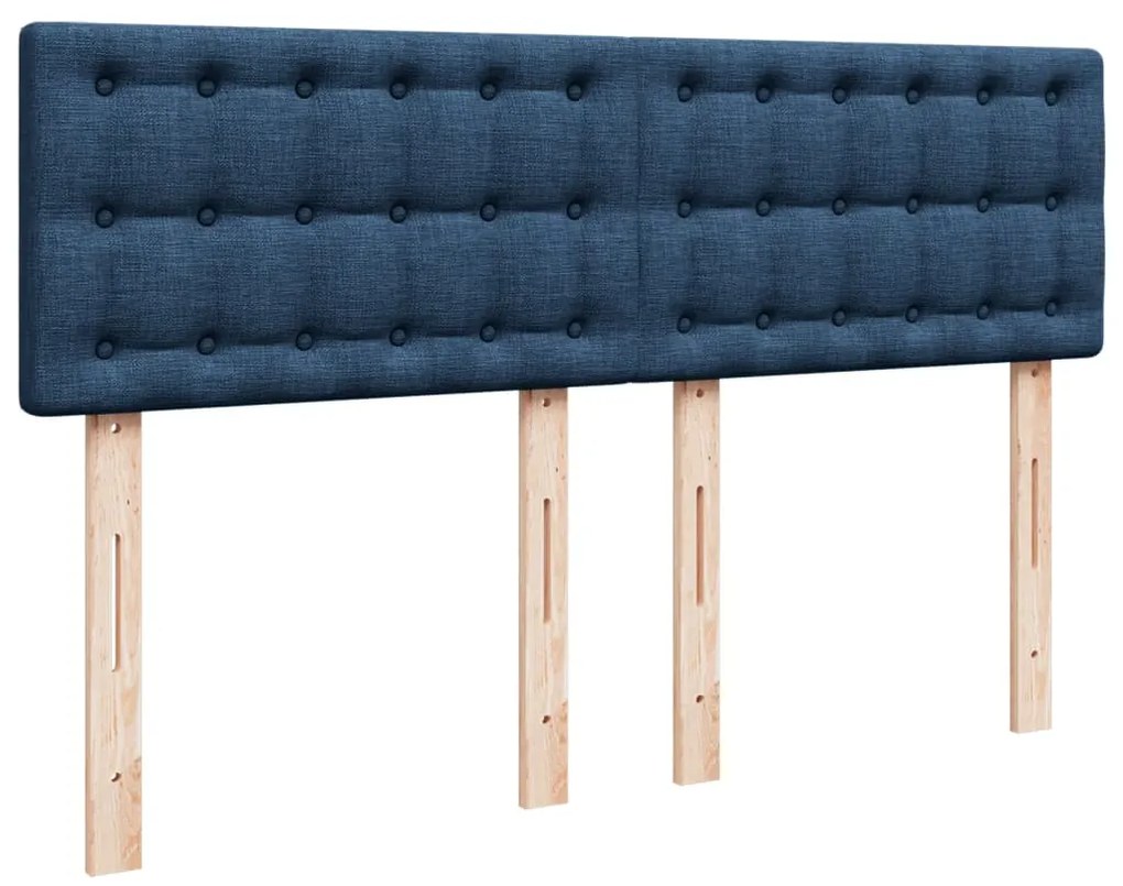 Cama com molas/colchão 160x200 cm tecido azul