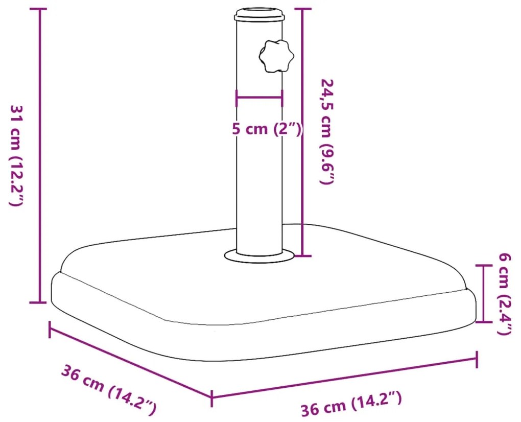 Base de guarda-sol para postes de Ø32/35/38 mm 11 kg quadrado