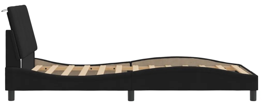 Estrutura de cama sem colchão 100x200 cm veludo preto