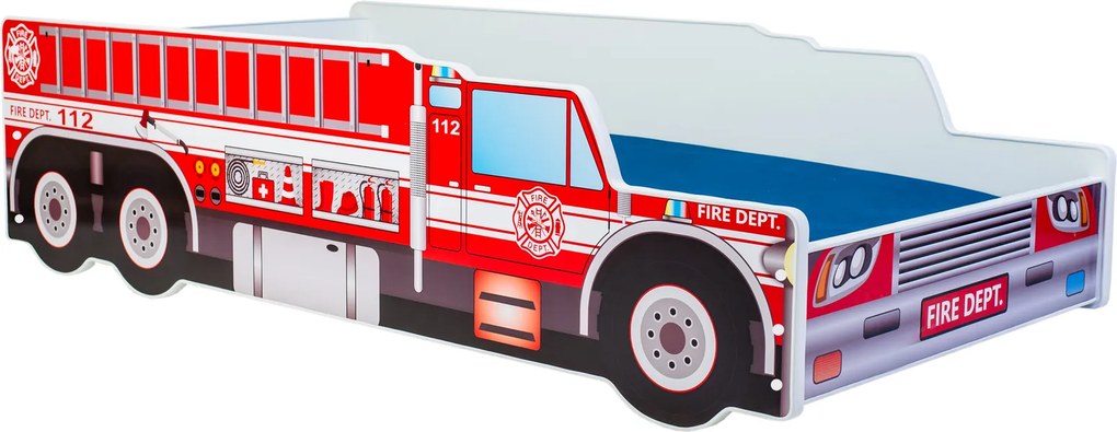 Cama infantil 160x80 - Carro de bombeiros Multicolorido - Estrutura de cama e colchão incluído