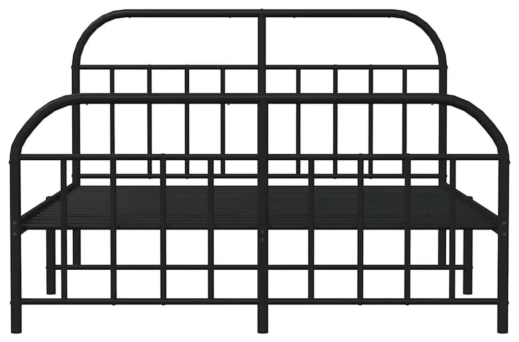 Estrutura de cama com cabeceira e pés 135x190 cm metal preto