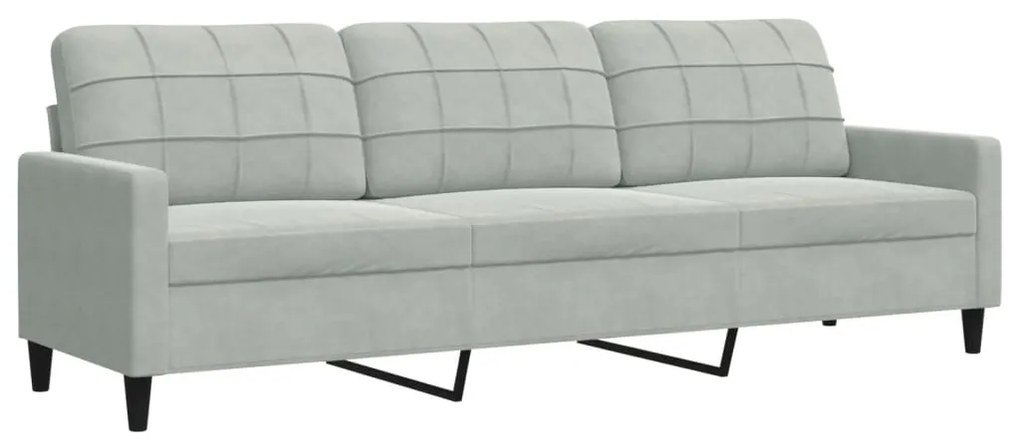 4 pcs conjunto de sofás com almofadões veludo cinzento-claro