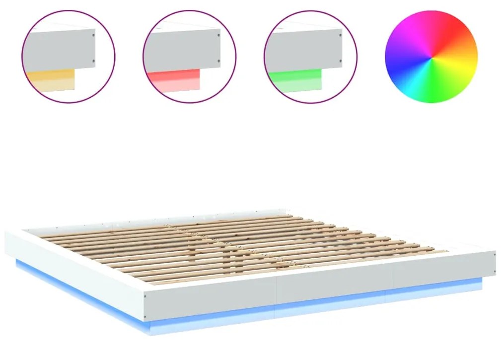 Estrutura cama c/ luzes LED 180x200 cm derivados madeira branco