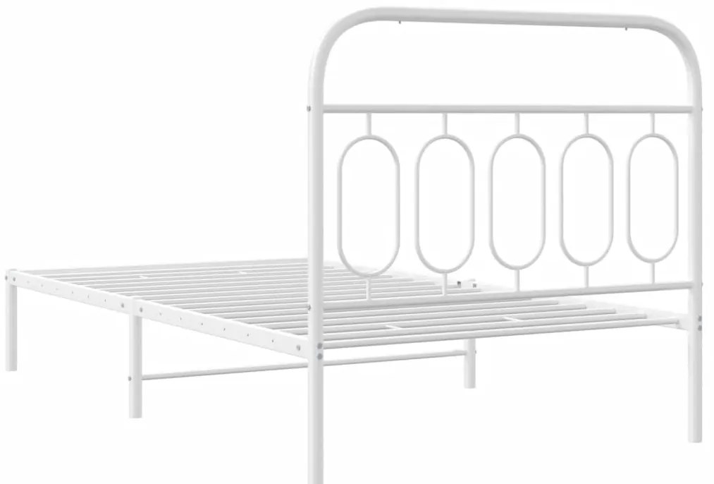 Estrutura de cama com cabeceira 100x190 cm metal branco