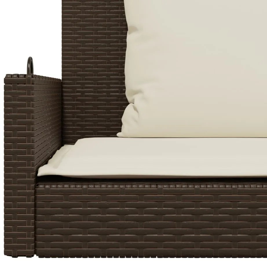 Banco baloiço com almofadões 119x56x48 cm vime PE castanho
