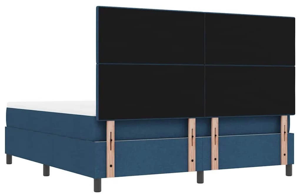 Cama Box Spring com colchão e banco azul 180x200 cm tecido