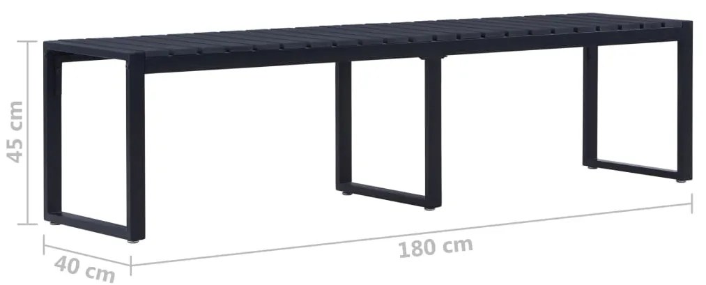 Banco de jardim 180 cm placa de PS preto