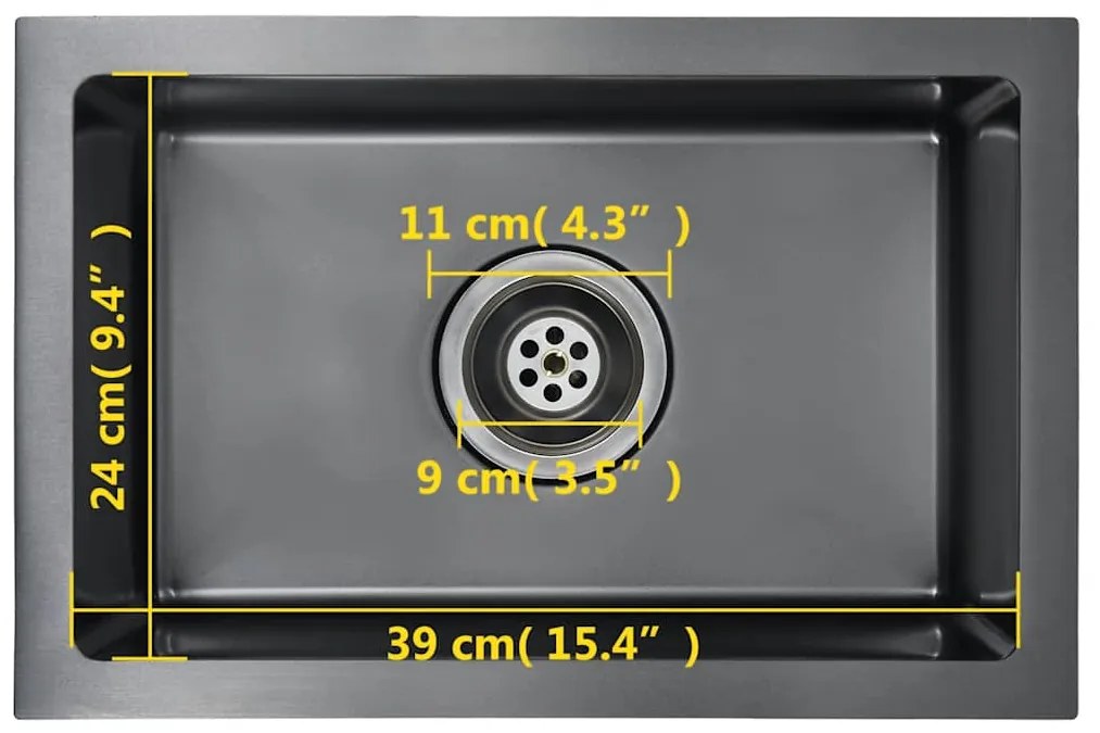 Lava-louça de cozinha artesanal aço inoxidável preto