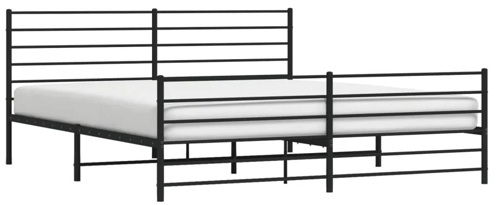 Estrutura de cama com cabeceira e pés 180x200 cm metal preto