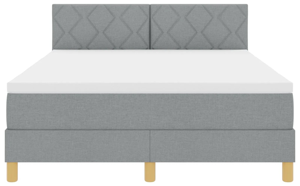 Cama Box Spring com Colchão Cinza Claro 140x200 cm Tecido
