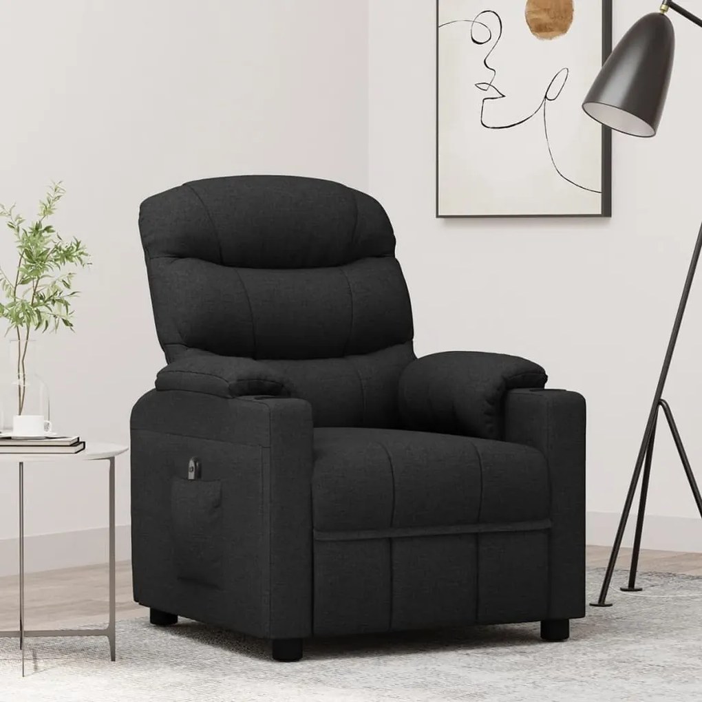 vidaXL Poltrona elétrica reclinável tecido preto