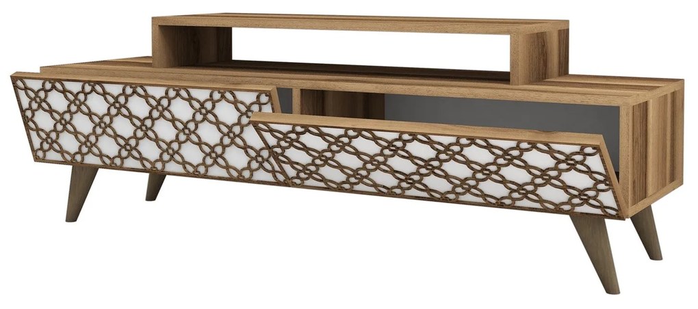 Suporte para TV City – Nogueira e Branco – 140 cm x 48,8 cm x 41,8 cm