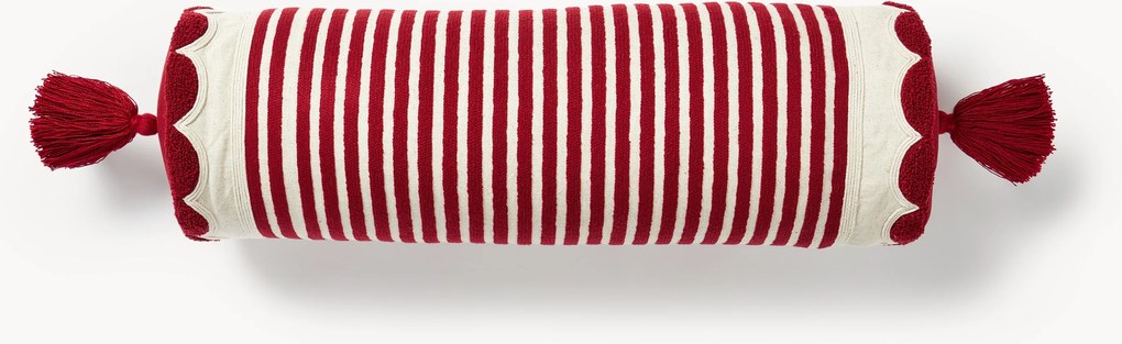 Capa às riscas para almofada cilíndrica de Natal Luigia