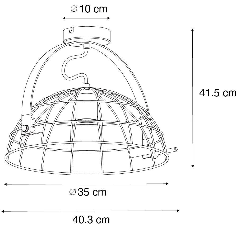 Candeeiro de teto industrial preto 35 cm ajustável - Hanze Industrial