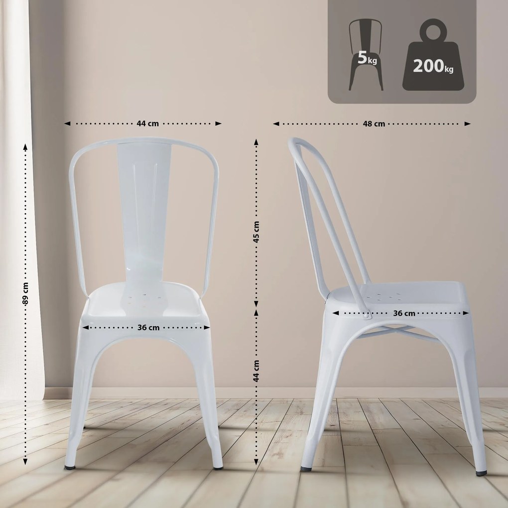 Conjunto de 4 cadeiras Benedikt 44 x 89 x 48 cm Branco