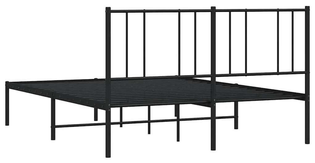 Estrutura de cama em metal com cabeceira 150x200 cm preto
