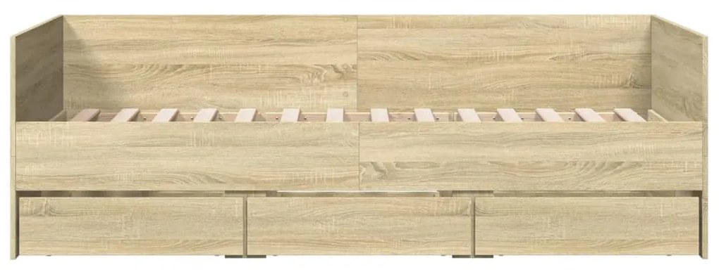 Sofá-cama com gavetas sem colchão 100x200 cm carvalho sonoma