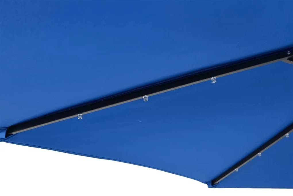 Guarda-sol jardim c/LEDs e poste aço 225x225x212 cm azul-ciano