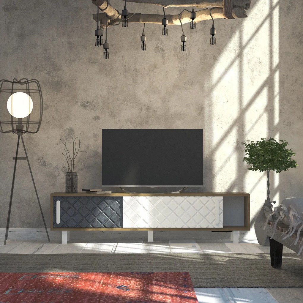 Móvel TV Rob – Carvalho/Branco/Antracite – 180x48,2x35 cm