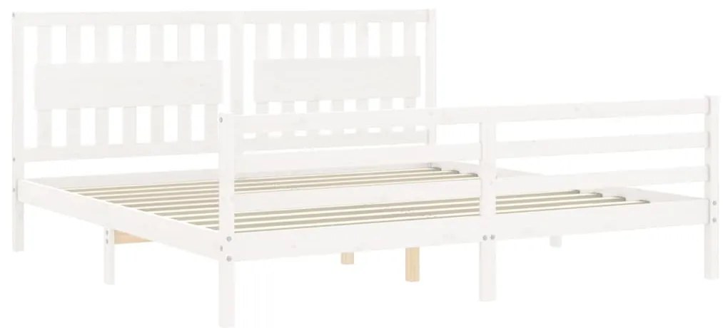 Estrutura de cama com cabeceira 200x200cm madeira maciça branco