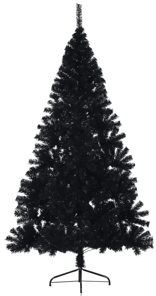 Meia árvore de Natal artificial com suporte 210 cm PVC preto