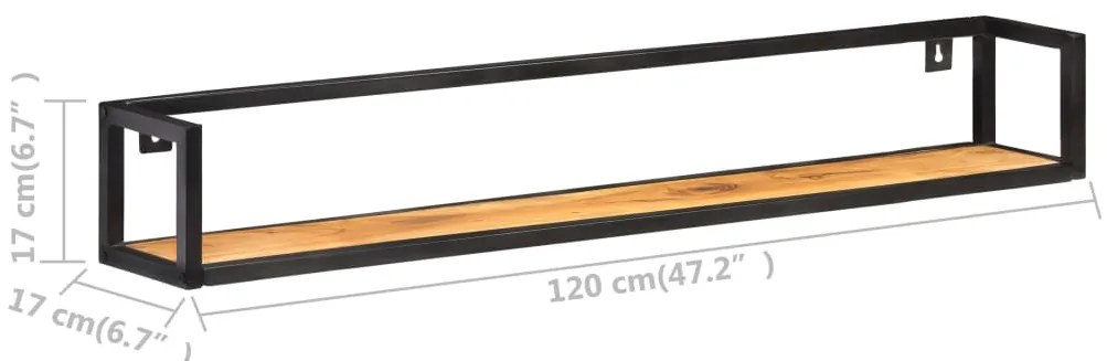 Prateleiras parede 2 pcs 120 cm madeira de acácia maciça