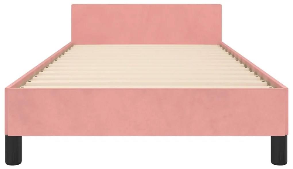 Estrutura de cama c/ cabeceira 80x200 cm veludo rosa