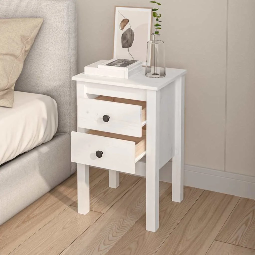 Mesas de cabeceira 2 pcs 40x35x61,5 cm pinho maciço branco