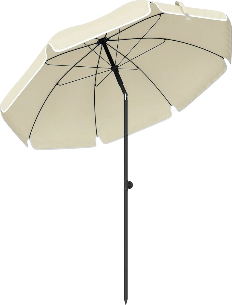 Outsunny Guarda-sol de Praia Ø150 cm resistente à água dobrável guarda-sol com âncora de areia inclinação ajustável bolsa Bege | Aosom Portugal