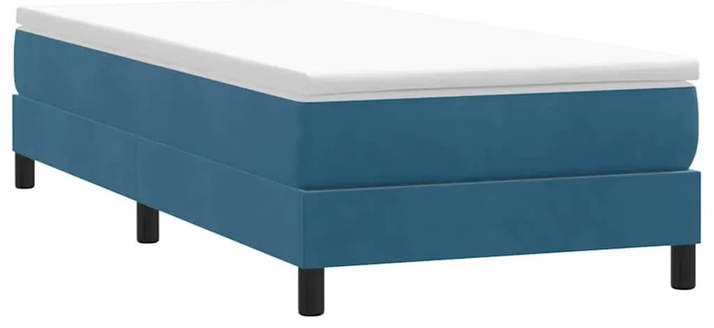 Cama com molas/colchão 90x220 cm veludo azul-escuro