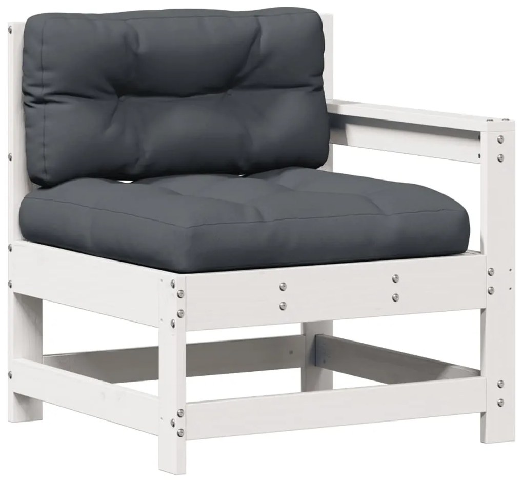 6 pcs conjunto lounge jardim c/ almofadões pinho maciço branco