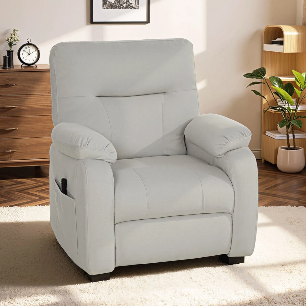 Poltrona relax elétrica, poltrona reclinável, porta USB, apoio para os pés, bolsos laterais, comando à distância, 96 x 90 x 103 cm