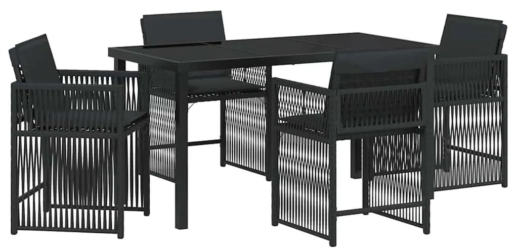 Conjunto de Jantar para Jardim com 5 Peças e Almofadas Preto Poli Ratt