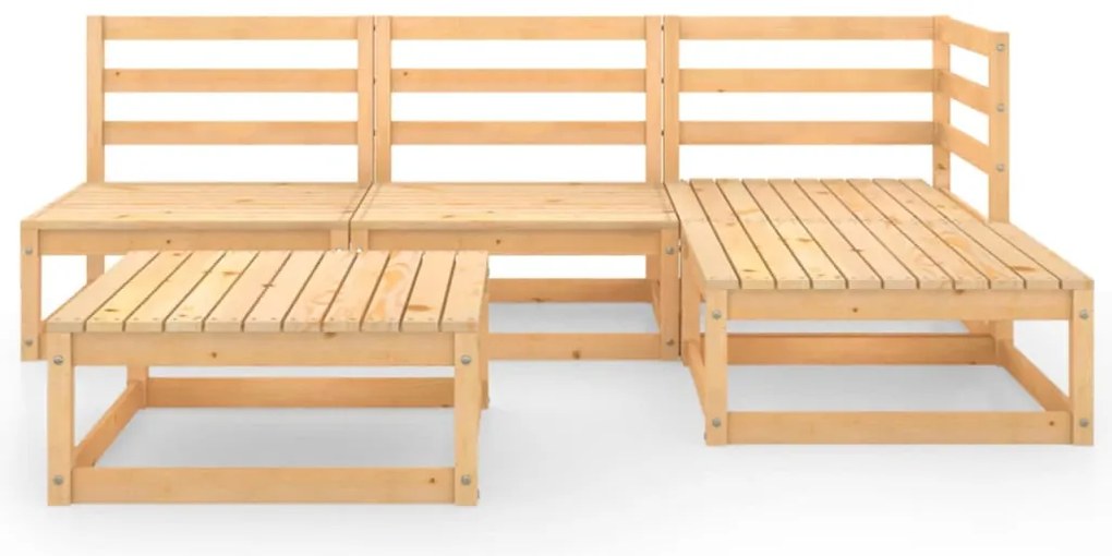 5 pcs conjunto lounge de jardim pinho maciço