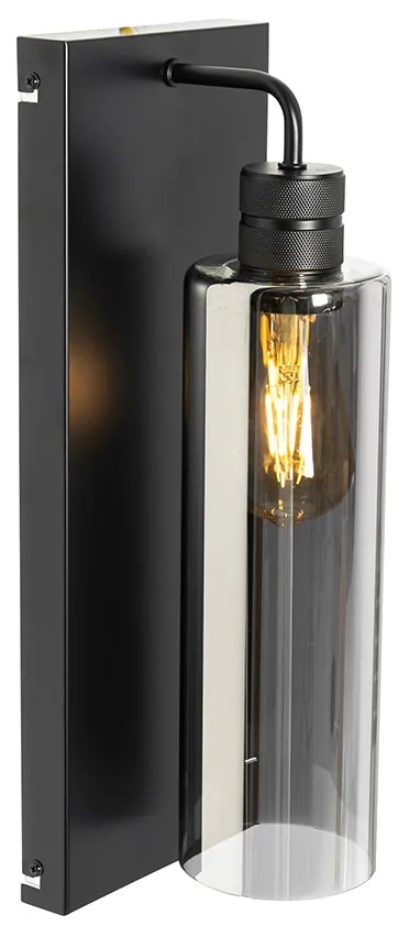 Candeeiro de parede moderno preto com vidro fumê - Stavelot