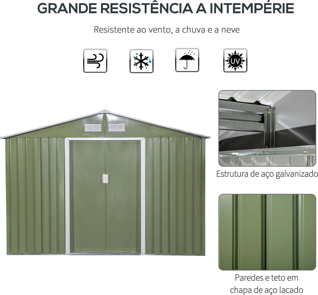 Abrigo de Jardim 4,83m² 277x195x192cm Abrigo e Jardim Metálico para Ar