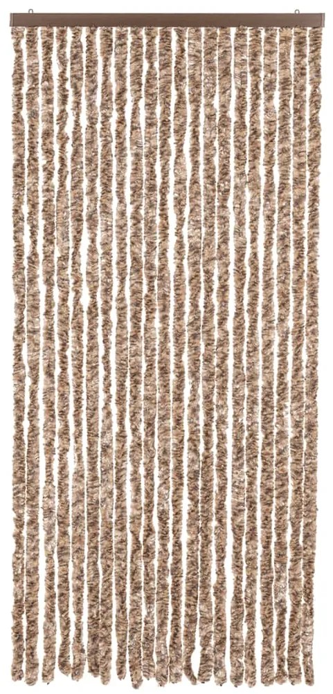 Cortina anti-insetos 90x220 cm chenille bege e castanho-escuro