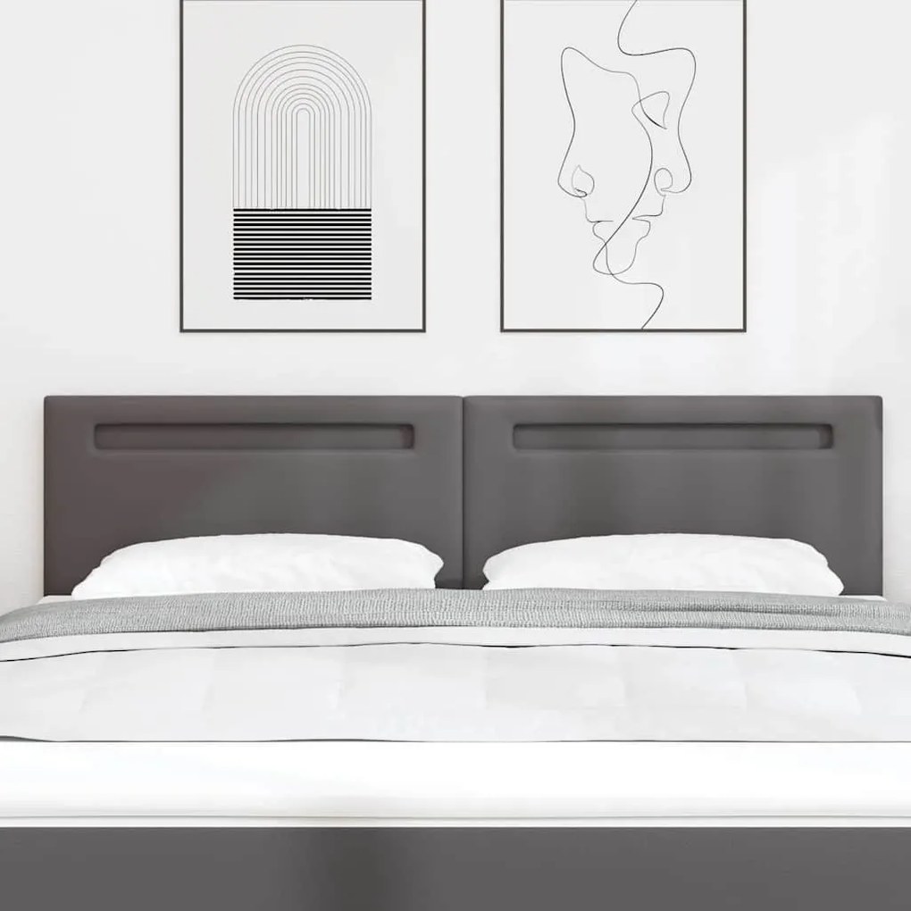 Cabeceira vidaXL Design Simples Cinza 180 cm Couro Sintético