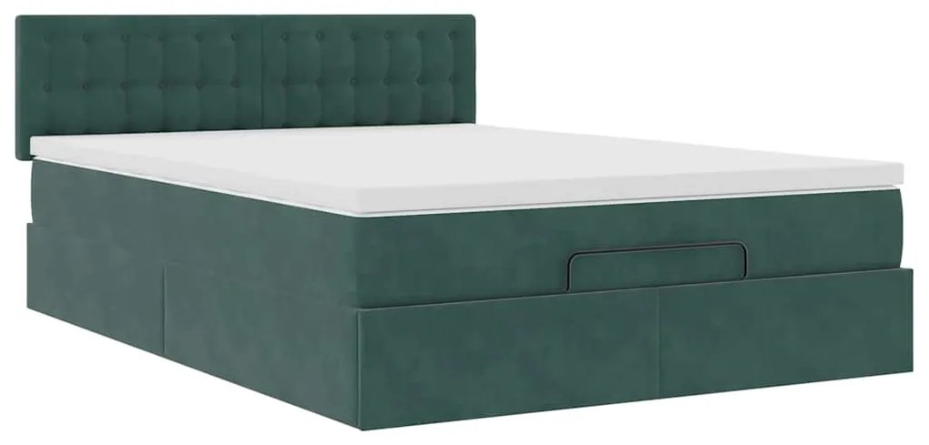 Estrutura de cama otomana com colchão 140x200 cm verde escuro