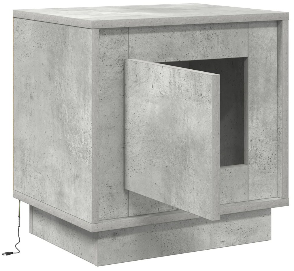 Cômodas de Cabeceira com Luzes LED 2 pcs Cinza Concreto 44x34,5x45 cm