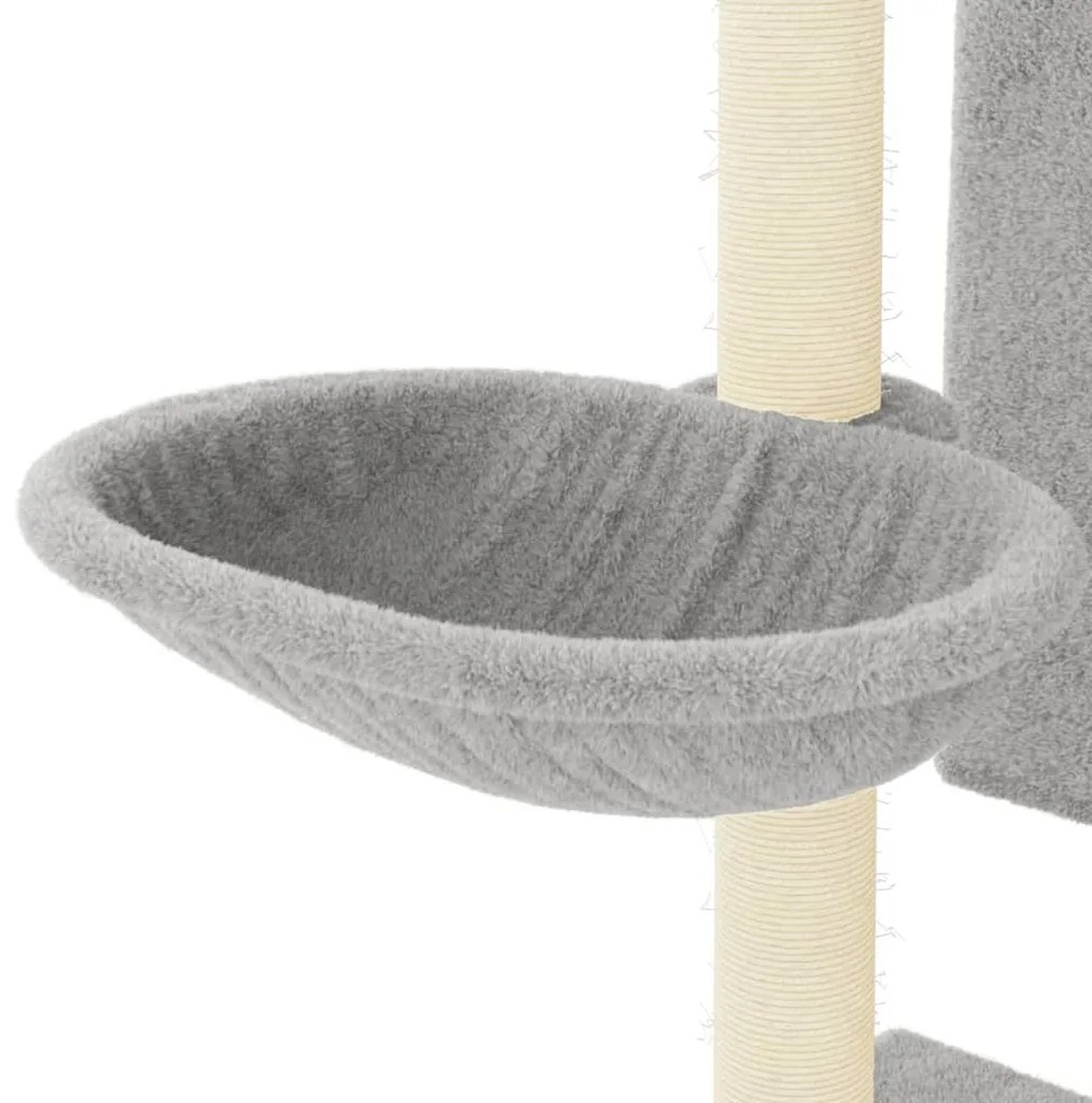 Árvore gatos c/ postes arranhadores sisal 130,5 cm cinza-claro