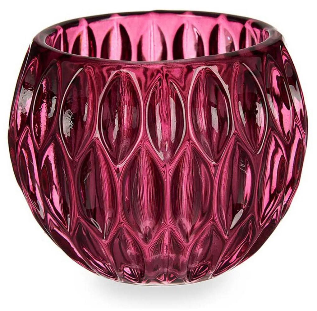 Porta Velas Vidro Hexágono Rosa 11X9cm