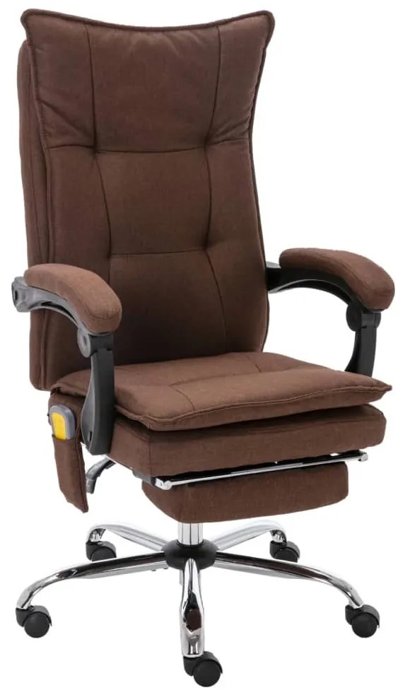 vidaXL Cadeira de escritório c/ função de massagem tecido castanho