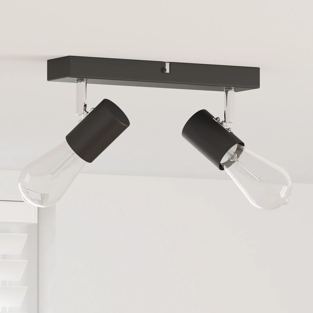 vidaXL Spotlight de Teto Ajustável em Dois Sentidos Preto E27