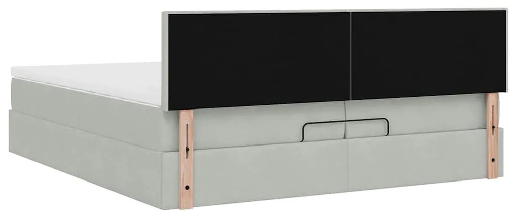 Estrutura de cama otomana com colchão 200x200 cm cinzento claro