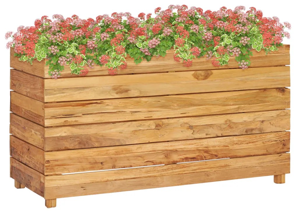 vidaXL Vaso/floreira 100x40x55 cm madeira de teca reciclada e aço